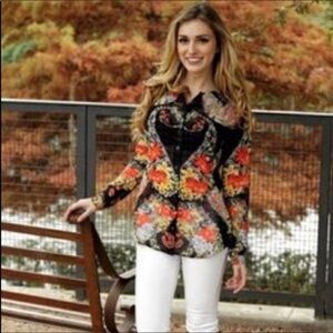 Cabi amour semi sheer floral blouse